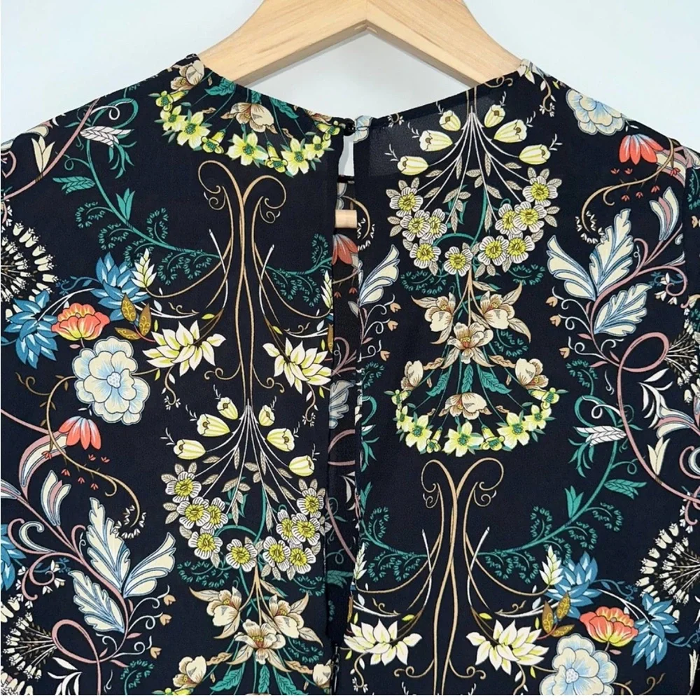 Zara Floral Long Sleeve Dress - Black and Multicolor - Picture 7 of 8